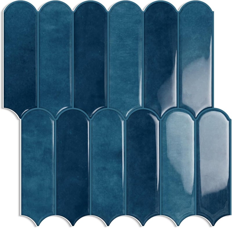 Tiwoos Blue Backsplash Tile Peel and Stick 12"x12" for Kitchen Bathroom Self Adhesive Wall Tiles (10-Sheet,Navy) - Image 1
